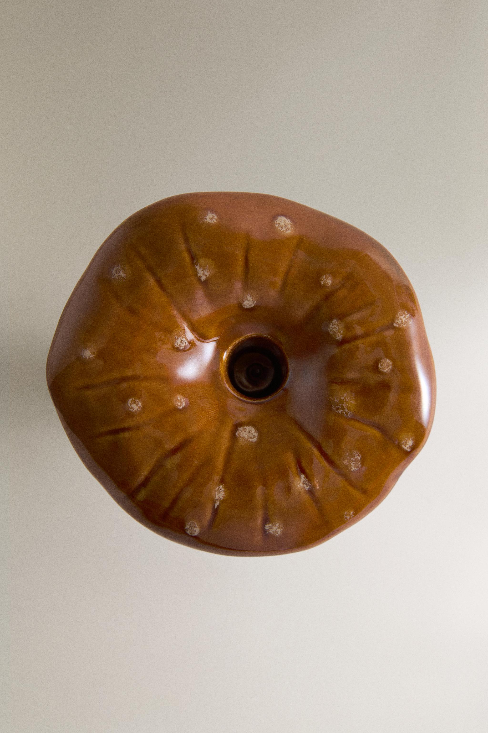 LARGE STONEWARE MUSHROOM CANDLESTICK